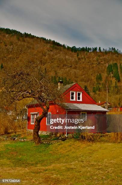 little red house 7/4 - farm norway stock pictures, royalty-free photos & images