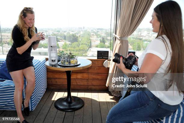 Natasha Gilde and Mallory Meone attend SodaStream's celebration of National Hydration Day on June 20, 2018 in Beverly Hills, California.