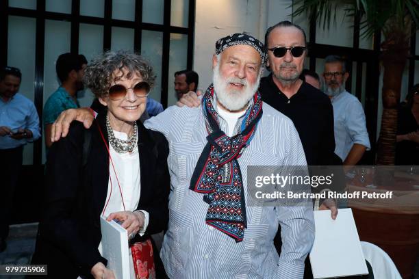 Sarah Moon, Bruce Weber and Paolo Roversi attend photographer Bruce Weber signs the book "Azzedine, Bruce and Joe" at Galerie Azzedine Alaia on June...