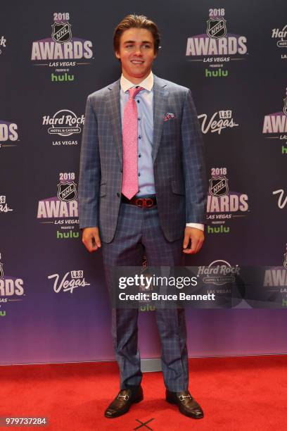 Clayton Keller of the Arizona Coyotes arrives at the 2018 NHL Awards presented by Hulu at the Hard Rock Hotel & Casino on June 20, 2018 in Las Vegas,...