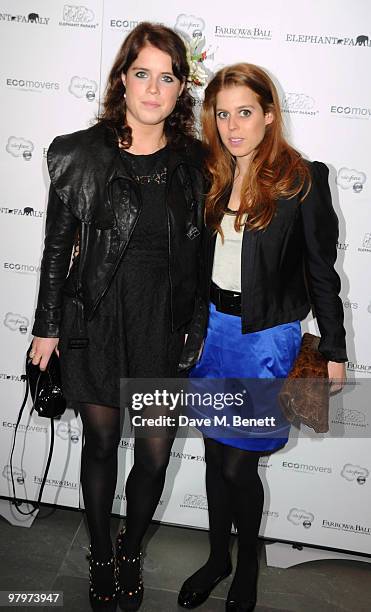 Princess Eugenie and Princess Beatrice attend the launch of The Elephant Parade on March 23, 2010 in London, England.