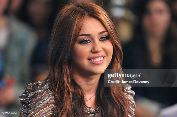 Miley Cyrus visits ABC's "Good Morning America" at ABC News' Good Morning America Times Square Studio on March 22, 2010 in New York City.