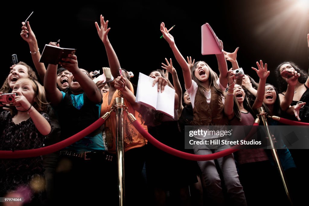 Screaming fans on the red carpet