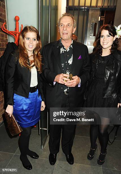 Princess Beatrice, Mark Shand and Princess Eugenie attend the launch of The Elephant Parade on March 23, 2010 in London, England.