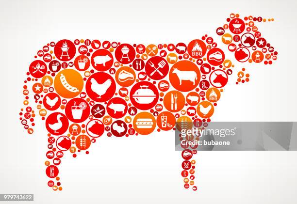 kuh grill party symbol muster hintergrund - ente geflügelfleisch stock-grafiken, -clipart, -cartoons und -symbole