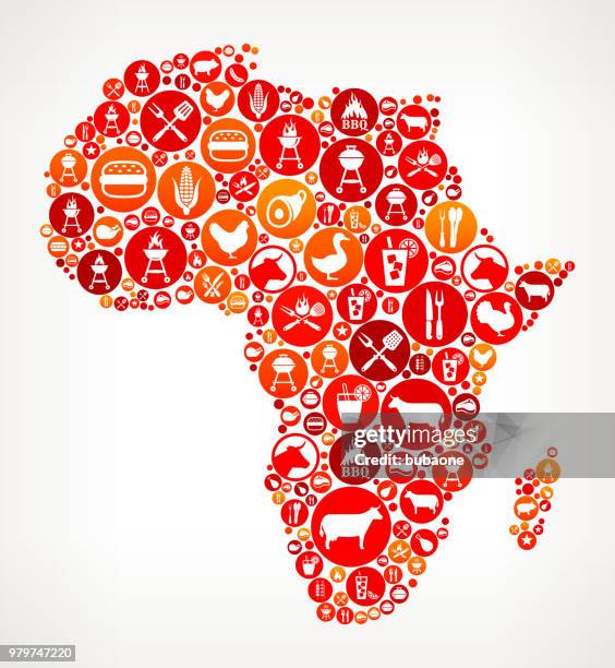 africa barbecue party icon pattern background - grilled corn stock illustrations