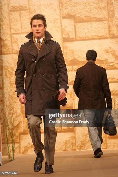 Model walks the runway at the Joseph Abboud Fall 2008 show March 27, 2008 in Beijing, China.