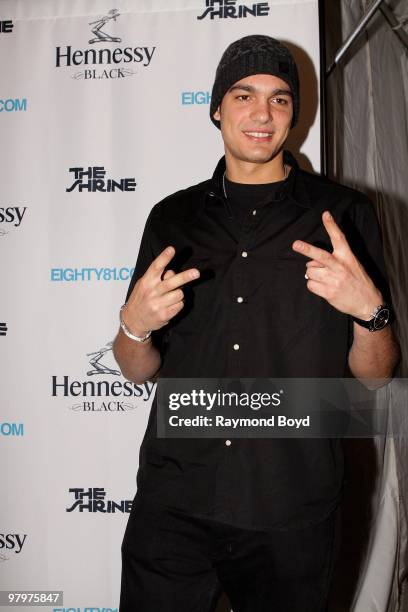 Cleveland Cavaliers basketball player Anderson Varejao poses on the black carpet at The Shrine in Chicago, Illinois on MARCH 18, 2010.