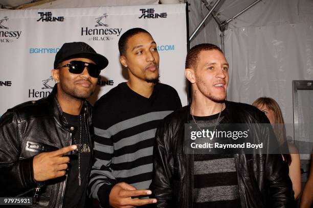 Cleveland Cavaliers basketball players Mo Williams, Jamario Moon and Delonte West poses on the black carpet at The Shrine in Chicago, Illinois on...