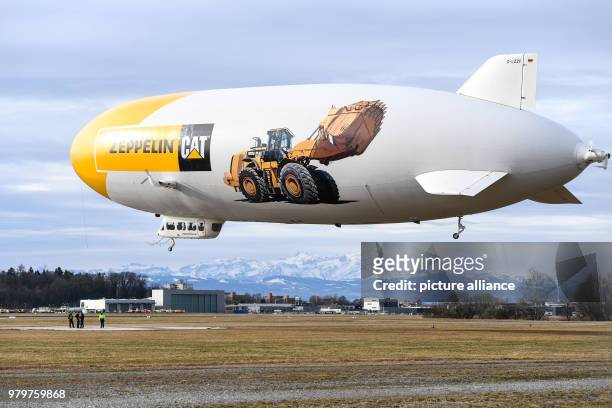 March 2018, Germany, Friedrichshafen: Airship NT, short for 'Neue Technologie' , takes off on the first flight of the new season. Photo: Felix...