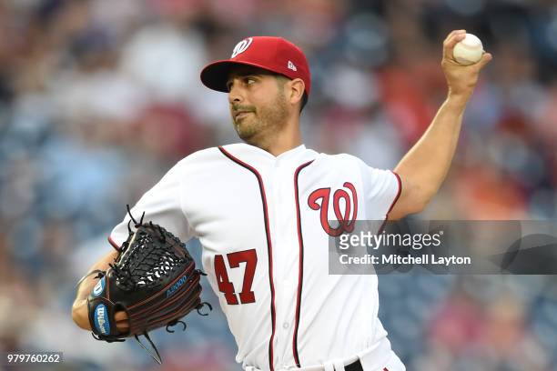 Gio Gonzalez of the Washington Nationals pitches in third inning during a baseball game against the Baltimore Orioles at Nationals Park on June 20,...