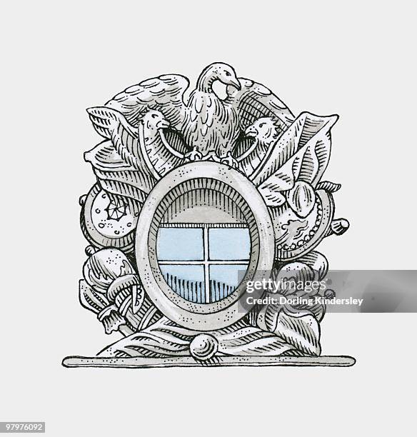 illustration of baroque oeil-de-boeuf window - boeuf stock illustrations