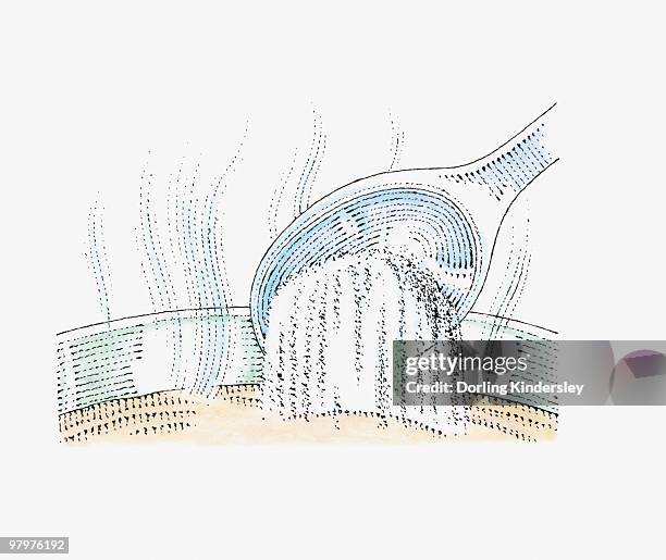 illustration of adding powdered milk to hot water with wooden spoon - powdered milk stock illustrations