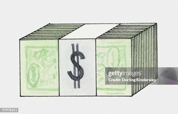 illustration of bundle of dollar notes - thousand dollar bill stock illustrations