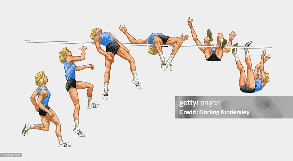 High Jump Graph Sequence Of Illustrations Showing Female Athlete Performing High Jump ...