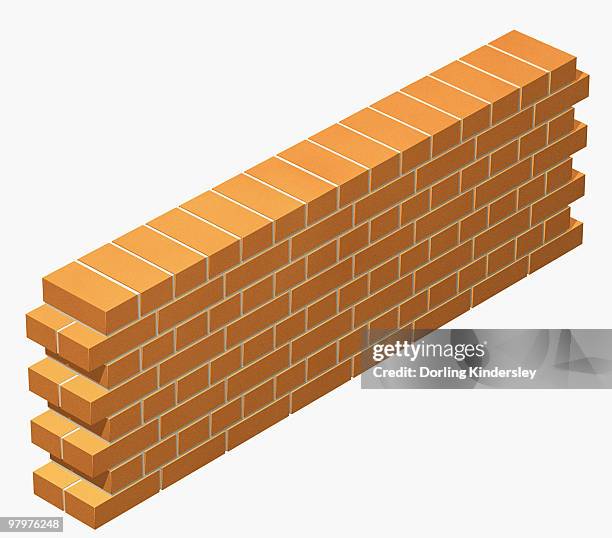 brick wall built in english bond bricklaying pattern - laying bricks stock illustrations