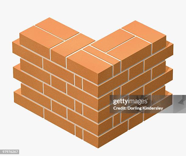 corner of a brick wall built in flemish bond bricklaying pattern - laying bricks stock illustrations