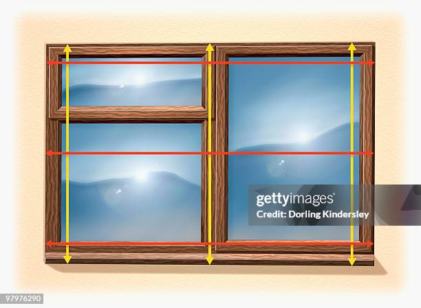 measuring a window - window frame stock illustrations