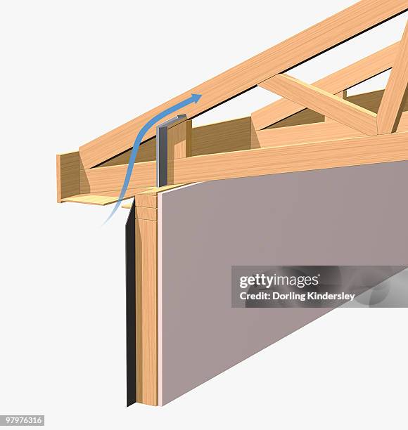 scissor truss on roof, close-up - roof truss stock illustrations