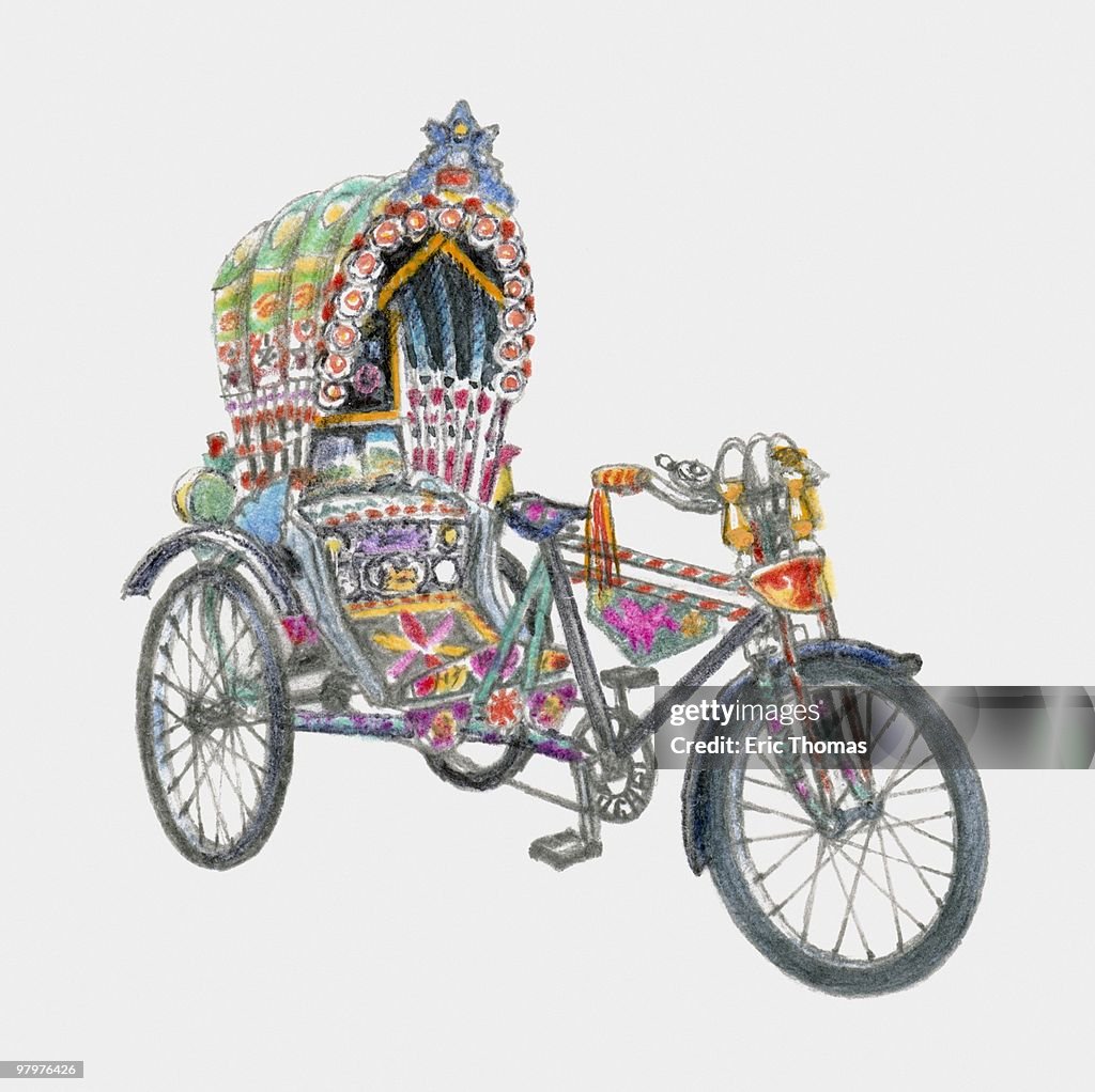 Illustration Of Cycle Rickshaw High-Res Vector Graphic - Getty Images