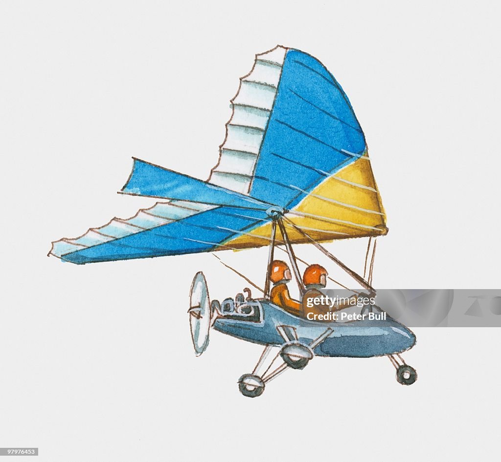 Illustration of microlight in mid air