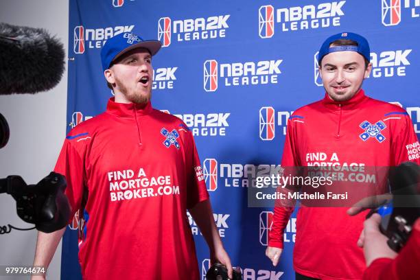 Lets Get It Ramo of and iiNsaniTTy the Pistons Gaming Team after the game against the Cavs Legion Gaming Club on June 16, 2018 at the NBA 2K League...