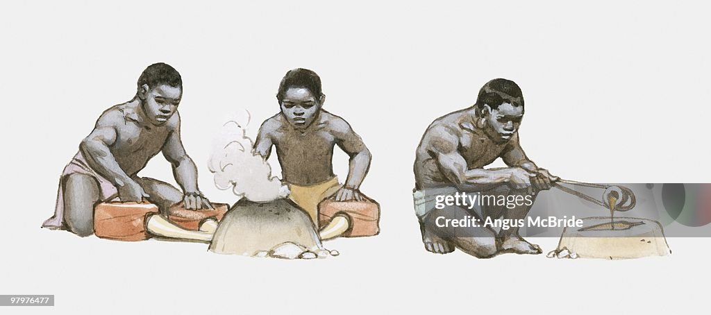Illustration of three metal workers