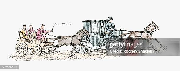 Illustration Of Roman Chariot Racing Victorian Horsedrawn Carriage, Photo