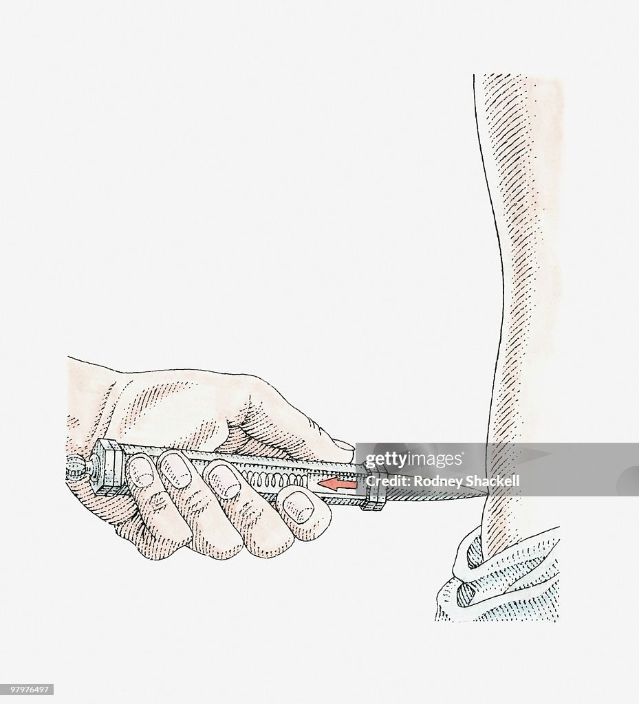 Illustration of witch-finders retractable knife blade touching skin