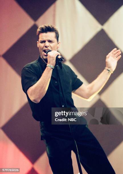 Episode 1613 -- Pictured: Musical guest Ricky Martin performs on May 26, 1999 --