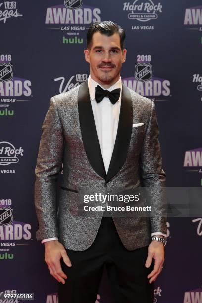 Brian Boyle of the New Jersey Devils arrives at the 2018 NHL Awards presented by Hulu at the Hard Rock Hotel & Casino on June 20, 2018 in Las Vegas,...