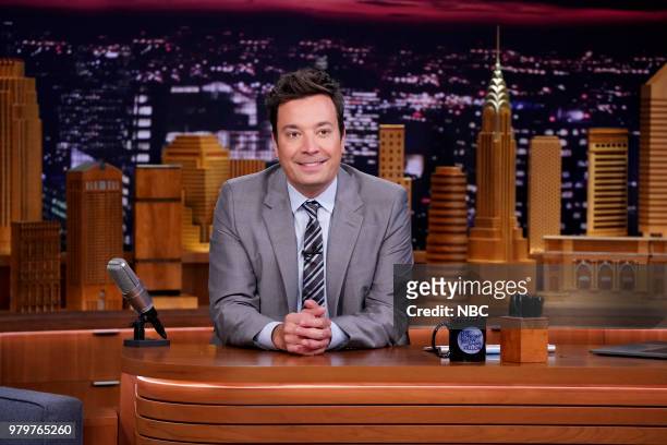 Episode 0888 -- Pictured: Host Jimmy Fallon at his desk on June 20, 2018 --