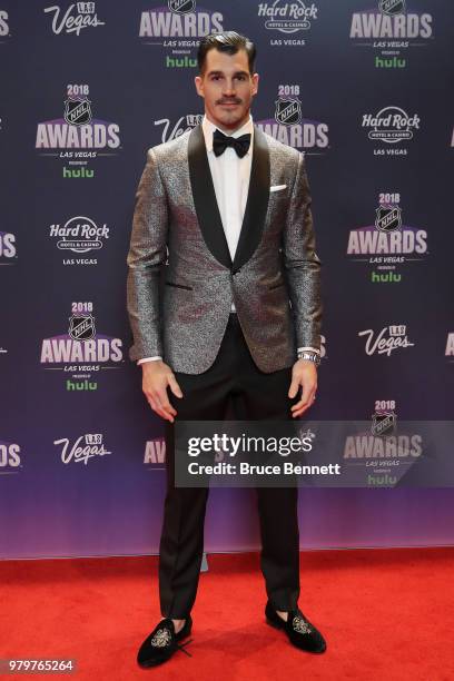 Brian Boyle of the New Jersey Devils arrives at the 2018 NHL Awards presented by Hulu at the Hard Rock Hotel & Casino on June 20, 2018 in Las Vegas,...