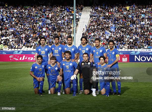 Iran's Esteghlal footbal team players Pejman Montazeri, Amir Hossein Sadeghi, Siavash Akbarpour, Mohammad Mehdi Seyedsalehi, Hossein Kazemi and...
