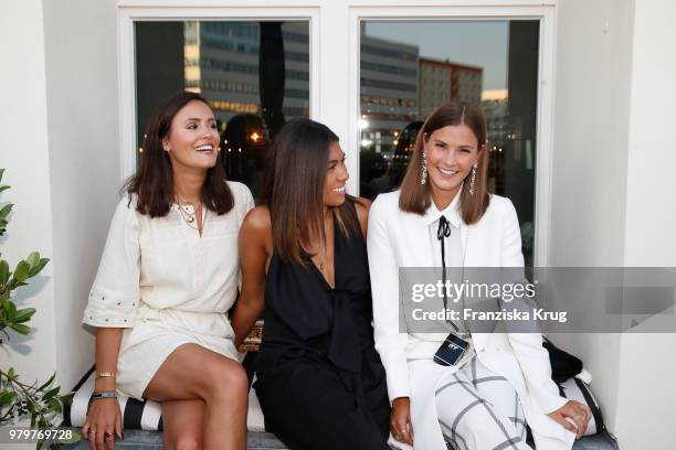 Laura Noltemeyer, Storm Westphal and Nina Schwichtenberg attend the 'Roger Vivier Loves Berlin' event at Soho House on June 20, 2018 in Berlin,...