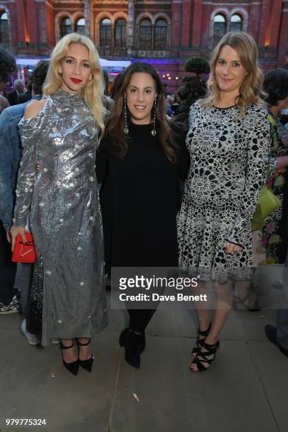 Sabine Getty, Mary Katrantzou and Lady Kinvara Balfour attend the Summer Party at the V&A in partnership with Harrods at the Victoria and Albert...