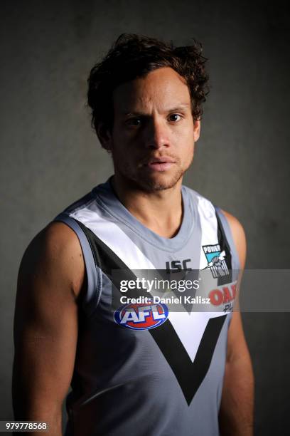 Steven Motlop of the Power poses for a portrait during a Port Power AFL training session at the Adelaide Oval on June 21, 2018 in Adelaide, Australia.