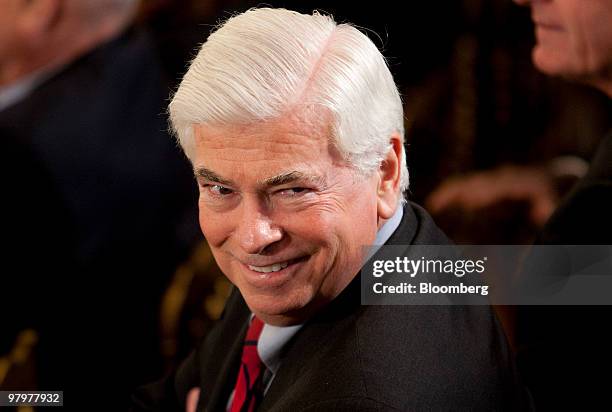 Senator Christopher "Chris" Dodd, a Democrat from Connecticut and chairman of the Senate Banking Committee, attends the health insurance reform bill...