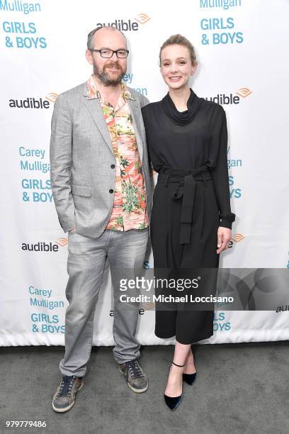 Playwright Dennis Kelly and actress Carey Mulligan attend the Off-Broadway opening night of "Girls & Boys" at the Minetta Lane Theatre on June 20,...