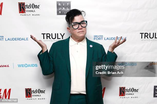 Actor, singer and comedian Lea DeLaria celebrates at PRIDE PLACE in partnership with LGBTQ ally and Ketel One Family-Made Vodka on June 20, 2018 at...