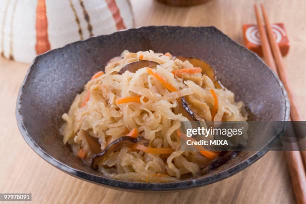 stewed dried strips of radish - fried tofu stock pictures, royalty-free photos & images