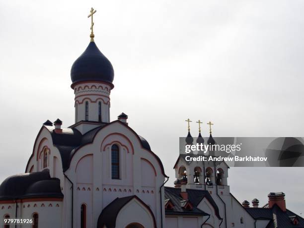 church of st. panteleimon the healer in south butovo - panteleimon church stock pictures, royalty-free photos & images