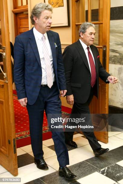 Acting Prime Minister Winston Peters makes his way to the House for question time at Parliament on June 21, 2018 in Wellington, New Zealand. Peters...