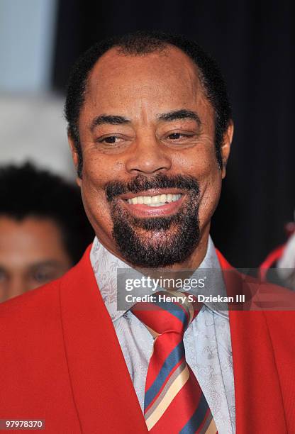 Legendary NY Knick Walt "Clyde" Frazier attends the MSG & Coca-Cola 100 years of partnership celebration at Madison Square Garden on March 23, 2010...