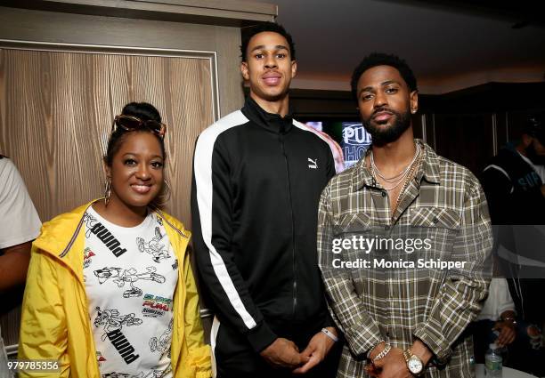 Rapsody, Zhaire Smith, and Big Sean attend the PUMA Basketball launch party at 40/40 Club on June 20, 2018 in New York City.