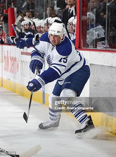 Tomas Kaberle of the Toronto Maple Leafs skates against the Ottawa Senators at Scotiabank Place on March 16, 2010 in Ottawa, Ontario, Canada.