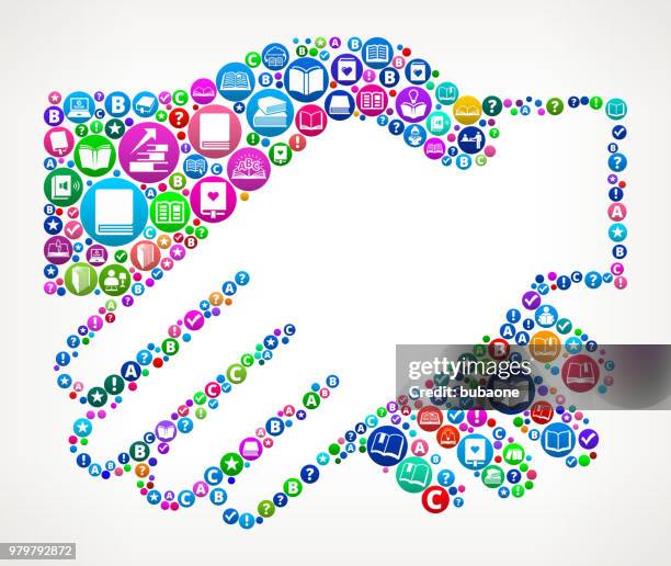 handshake books and reading icon pattern background - dealing cards stock illustrations