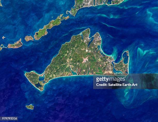 satellite view of marthas vineyard island, massachusetts, usa - marthas vineyard fotografías e imágenes de stock