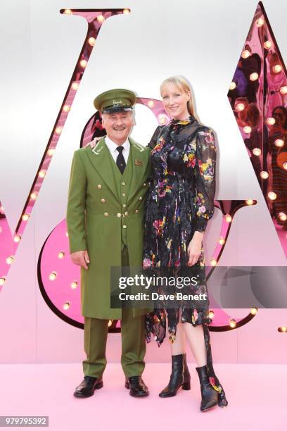 Jade Parfitt poses with the Harrods Green Man at the Summer Party at the V&A in partnership with Harrods at the Victoria and Albert Museum on June...