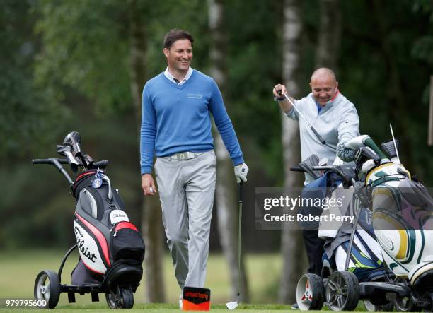 Stuart Wilson and Norman McBain during the Lombard Trophy Scottish Qualifier at Rosemount Course, Blairgowrie Golf Club on June 20, 2018 in Perth,...